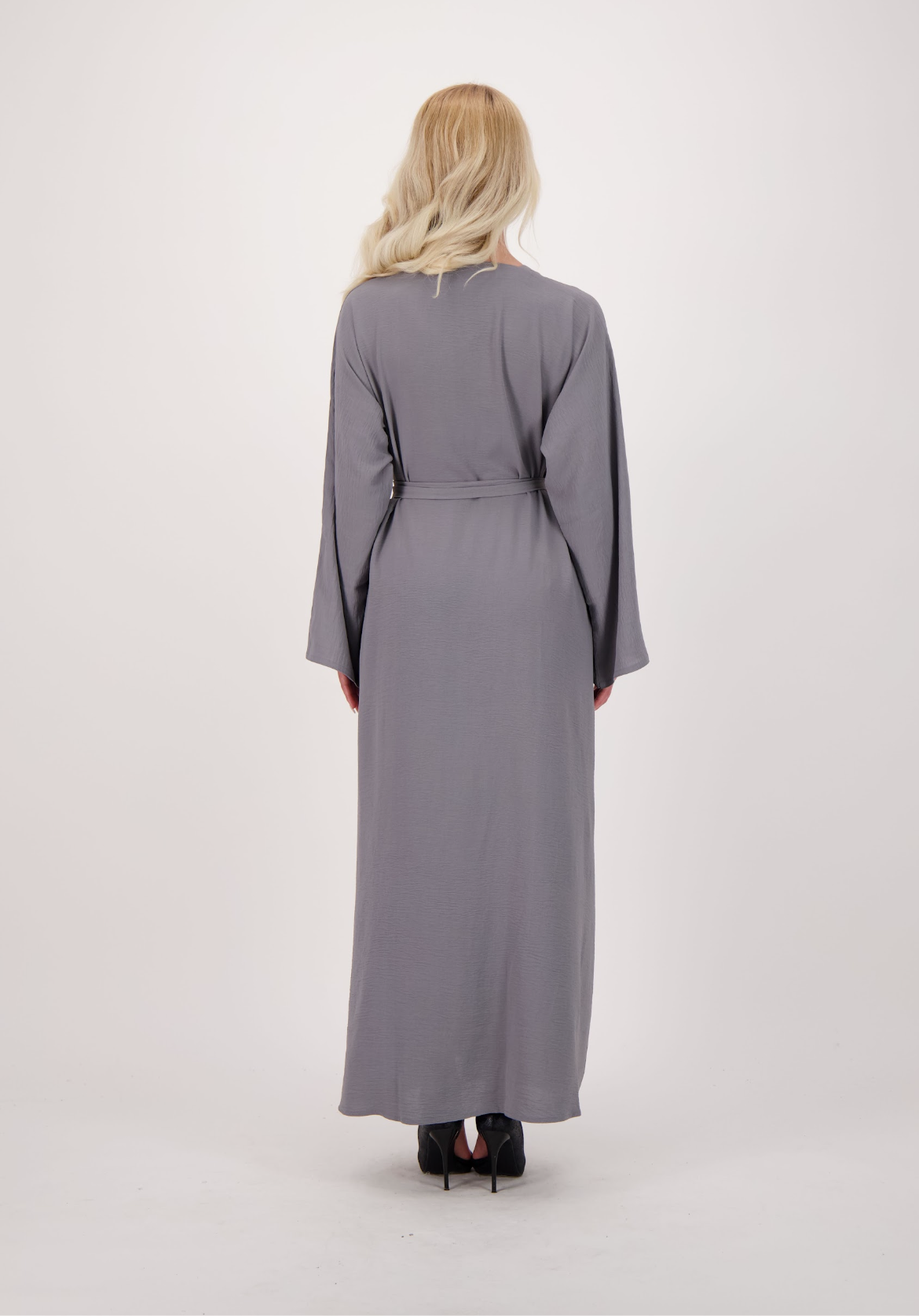 Grey Abaya + Pocket + Hijab