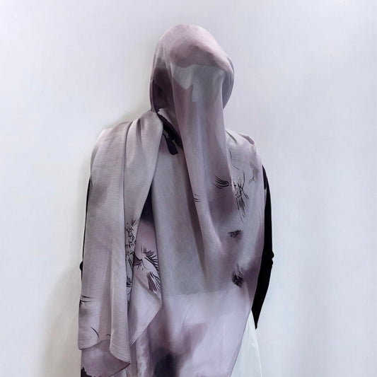 Orchid Print Cotton Hijab
