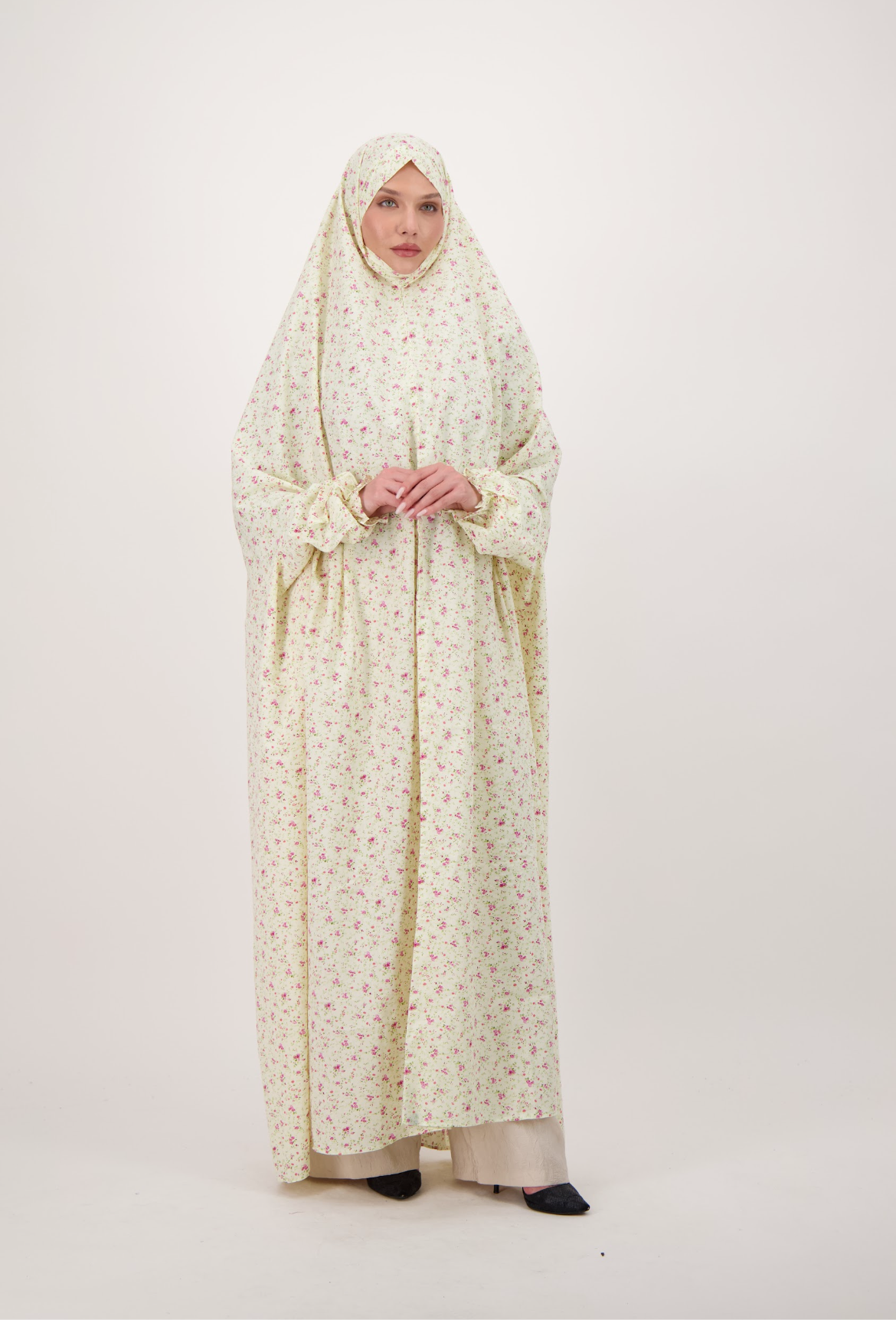 Printed Cotton Prayer Dress With Sleeves
