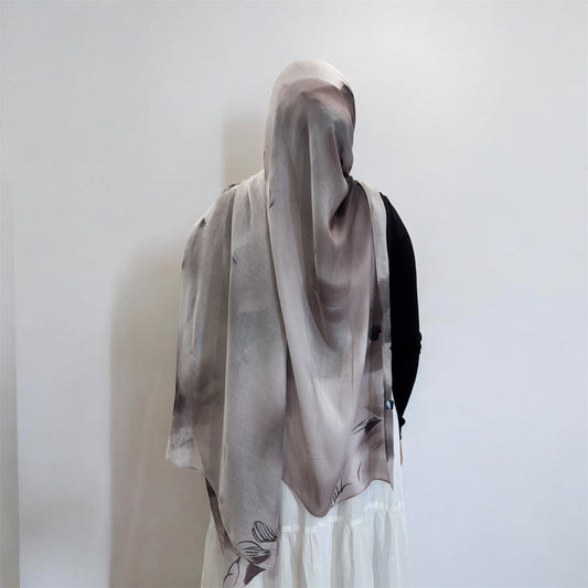 Orchid Print Cotton Hijab