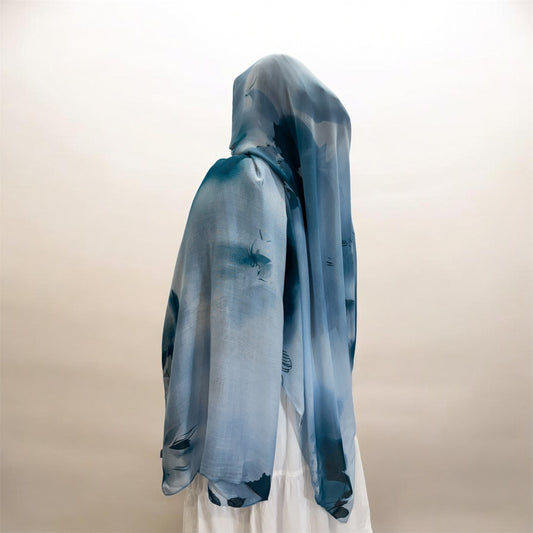 Orchid Print Cotton Hijab