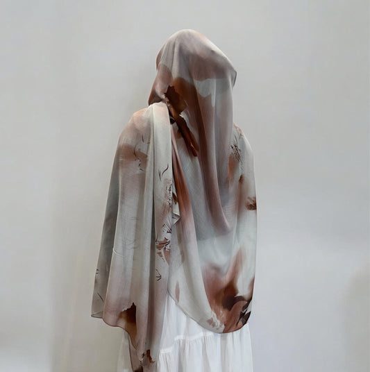 Orchid Print Cotton Hijab