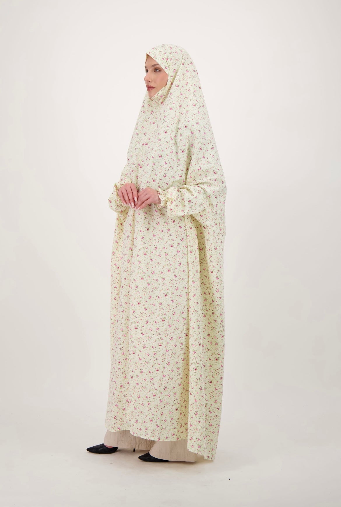 Printed Cotton Prayer Dress With Sleeves
