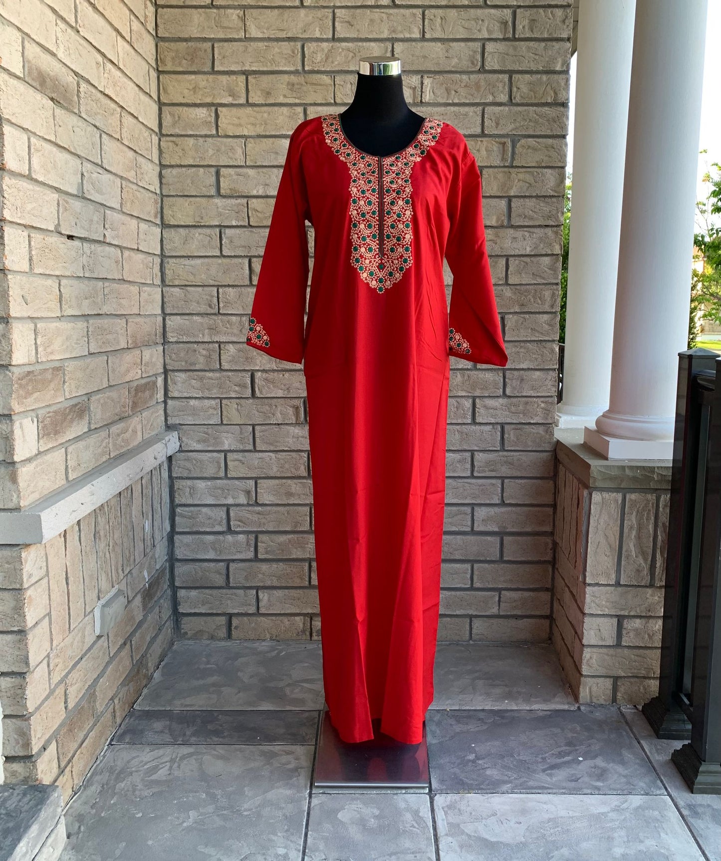 Nazia Long Sleeve Kaftan Crimson