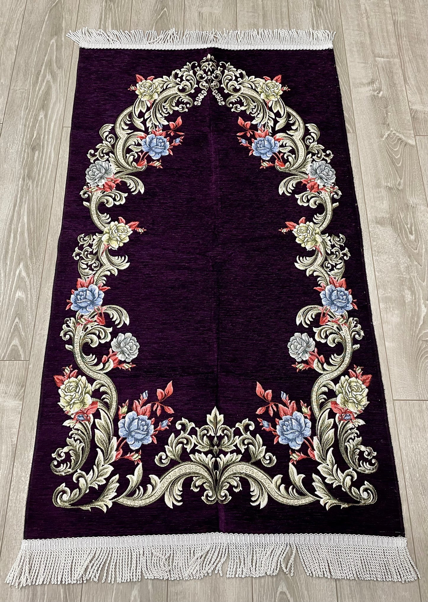 Plum Floral Woven Janamaz Set