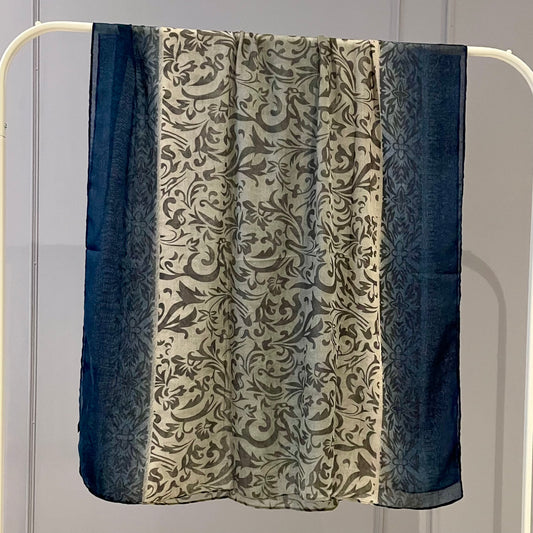 Ombré Scroll Printed Hijab Navy