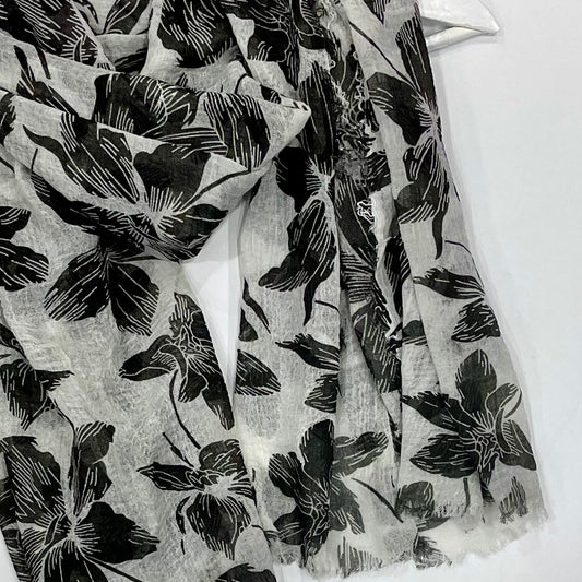 Black Floral Printed Crinkle Hijab