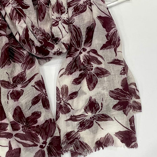 Plum Floral Printed Crinkle Hijab