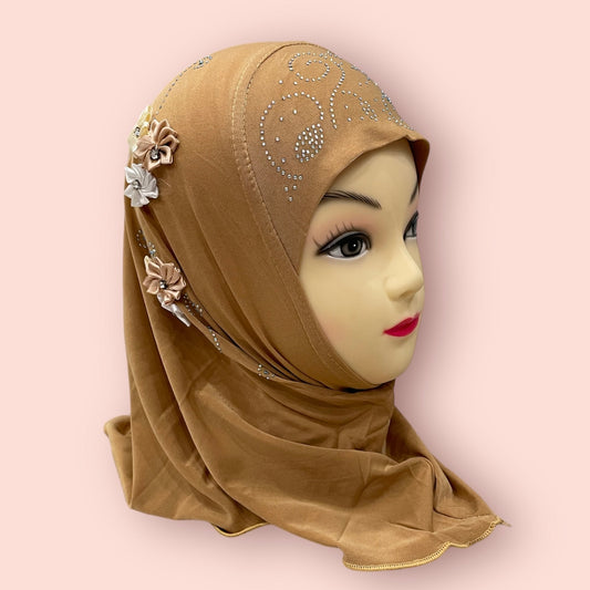 Burnt Orange Floral Kids Hijab