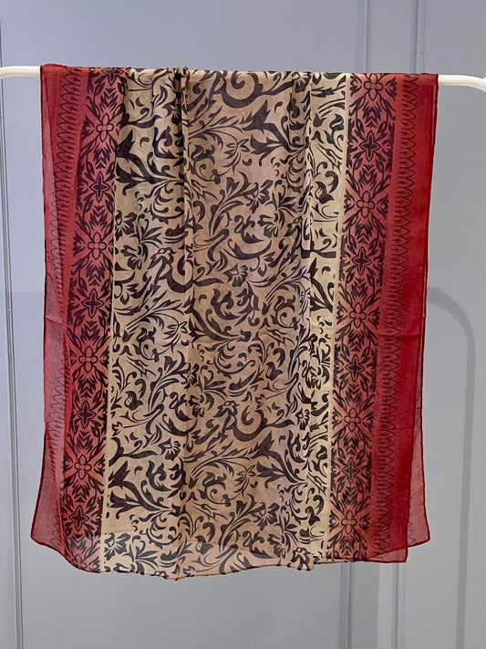 Ombré Scroll Printed Hijab Maroon