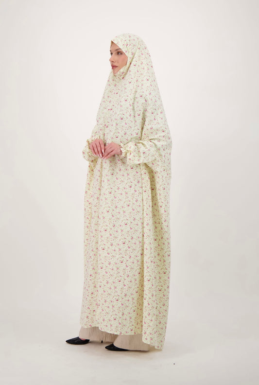 Printed Cotton Prayer Dress With Sleeves