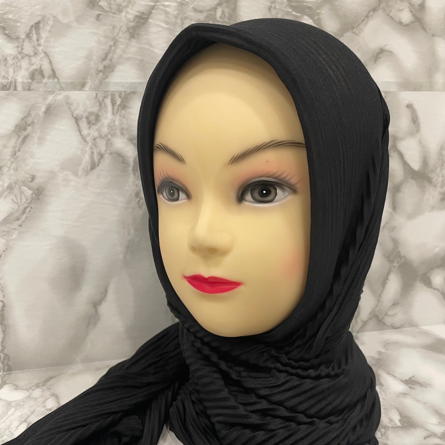 Black Jersey Hijab With Stitched Face