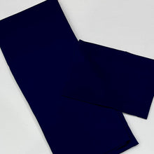 Load image into Gallery viewer, Stay comfortable and stylish with this navy chiffon hijab set! The soft custom chiffon material falls beautifully and will keep you looking elegant. The included matching tube undercap (shown folded) will ensure your hijab is secure and in place for long-lasting comfort. Enjoy effortless chic in any occasion.
