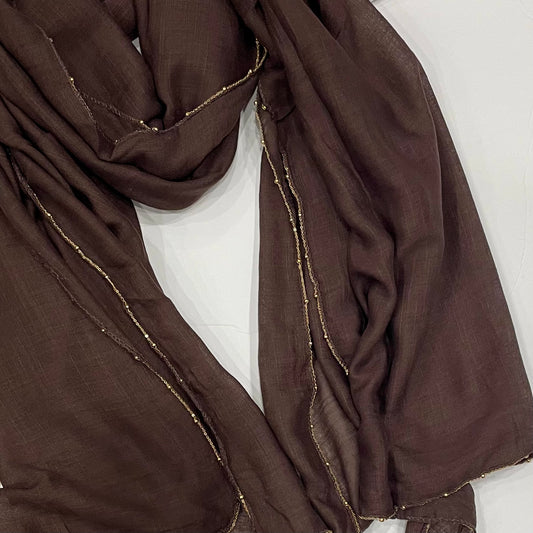 Brown Gold Chain Hijab