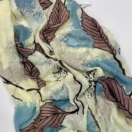 Foliage Crinkle Hijab Teal/Pink