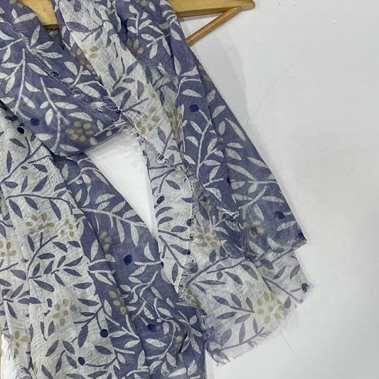 Blue Printed Crinkle Hijab