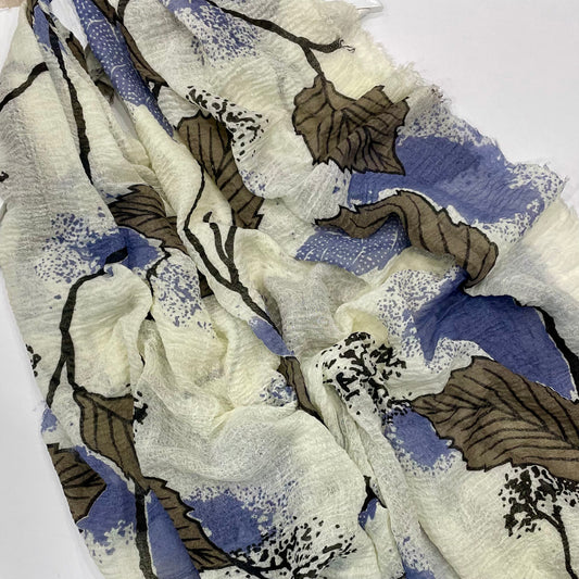 Foliage Crinkle Hijab - Blue/Brown