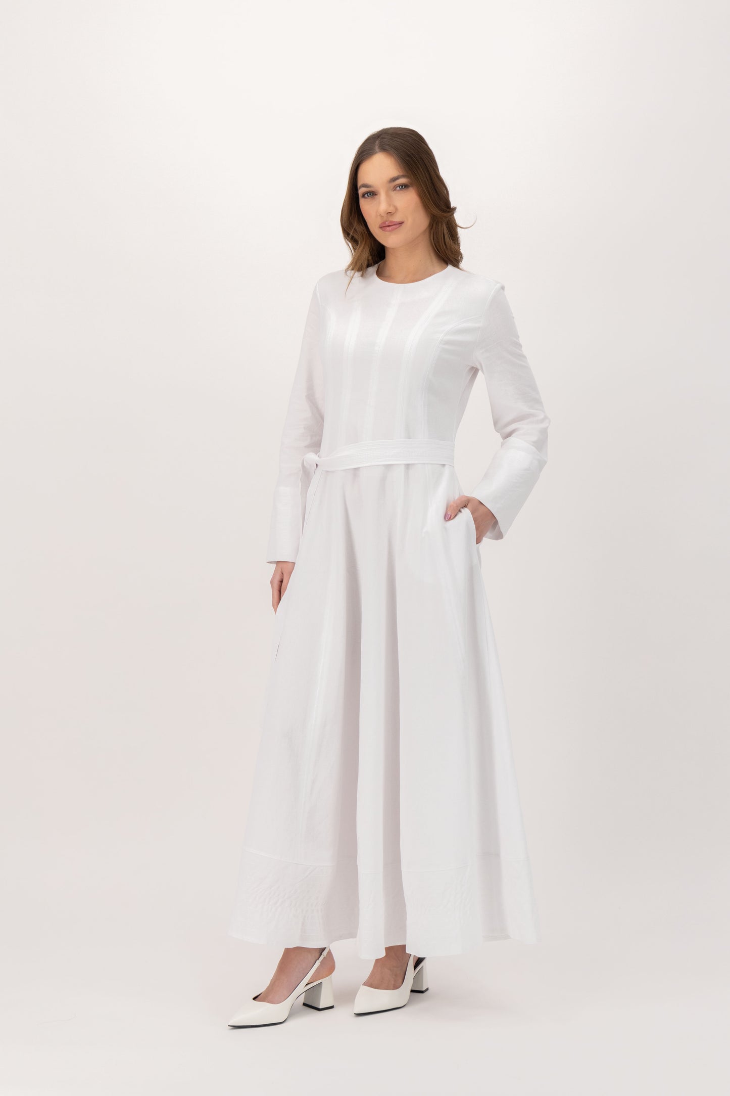 Tailored Linen Maxi Dress