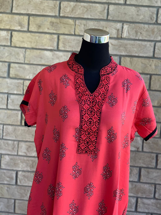 Comfy, breathable, stylish. The lounge wear that you need in your closet. Made with premium fabric, and embroidery on the front.  Material: Premium Cotton  Size chart provided (in inches)  Collection: Aminah Collection 2023  Colour may look different due to screen resolution.