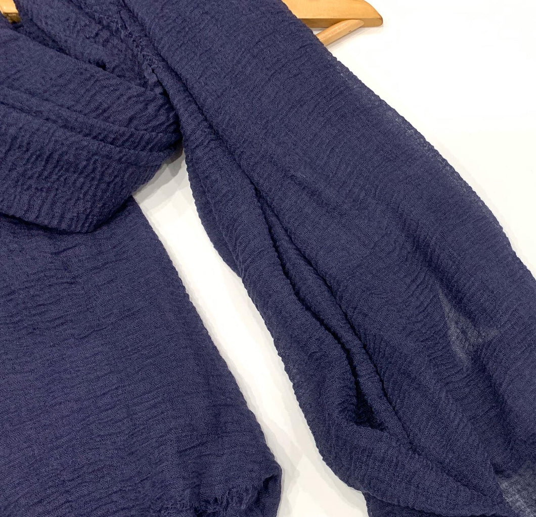 Deep Denim Crinkle Hijab