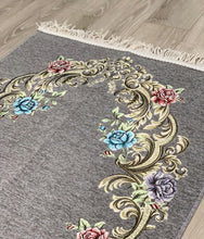 Load image into Gallery viewer, Steel Floral Woven Velvet Janamaz
