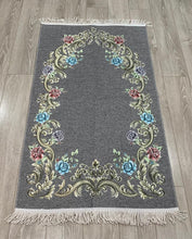Load image into Gallery viewer, Steel Floral Woven Velvet Janamaz

