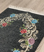 Load image into Gallery viewer, Granite Grey Floral Woven Velvet Janamaz
