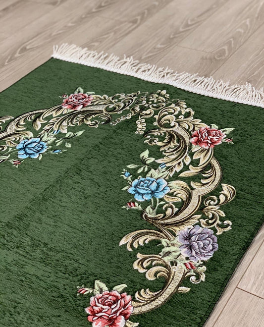 Jade Floral Woven Velvet Janamaz