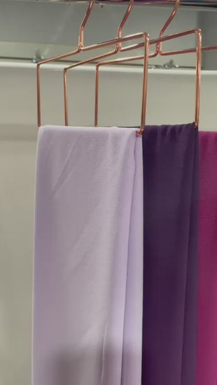 Lavender Chiffon Hijab  https://www.arifasboutique.com/products/lavender-chiffon-hijab  Our chiffon hijabs are lightweight and airy allowing for a versatile look from casual to formal. A closet staple made from a comfortable textured chiffon material. We have handpicked each of our colours providing you with a wide range to choose from. Size 180 cm x 70 cm Color may look different due to different screen … video showing lavendar deep purple magenta chiffon scarf