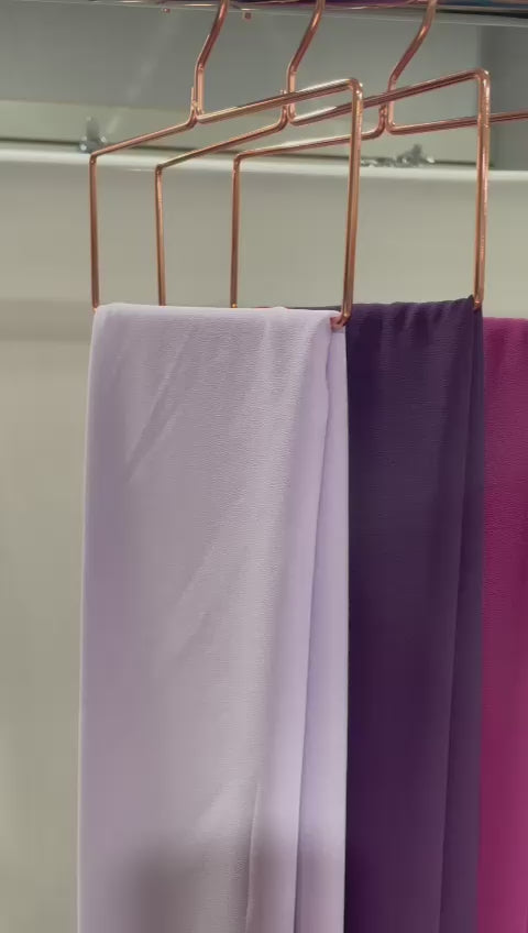 Lavender Chiffon Hijab  https://www.arifasboutique.com/products/lavender-chiffon-hijab  Our chiffon hijabs are lightweight and airy allowing for a versatile look from casual to formal. A closet staple made from a comfortable textured chiffon material. We have handpicked each of our colours providing you with a wide range to choose from. Size 180 cm x 70 cm Color may look different due to different screen … video showing lavendar deep purple magenta chiffon scarf