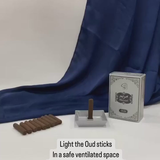 No Charcoal , No Eleectric Burner !  These Oud/bakhoor sticks are easy to use. The set comes with a crystal glads tray and 10 Oud/bakhoor sticks.   Just light the stick as shown in the sample video, let it burn for 10-15 seconds and then turn off the flame as shown, and the stick will burn and the burnt Oud/bakhoor will collect in the tray  enjoy the beautiful scent  one stick will burn for about 15-20 minutes 