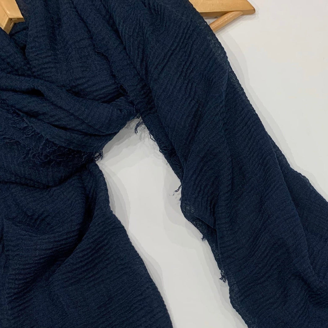 Deep Navy Crinkle Hijab