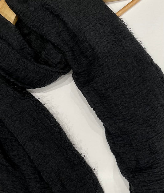 Charcoal Black Crinkle Hijab