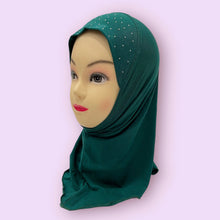 Load image into Gallery viewer, Teal Green Stonework Kids Hijab
