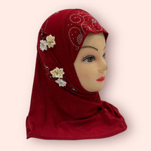 Load image into Gallery viewer, Maroon Kids Floral Hijab Small
