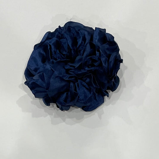 Navy Satin Scrunchie