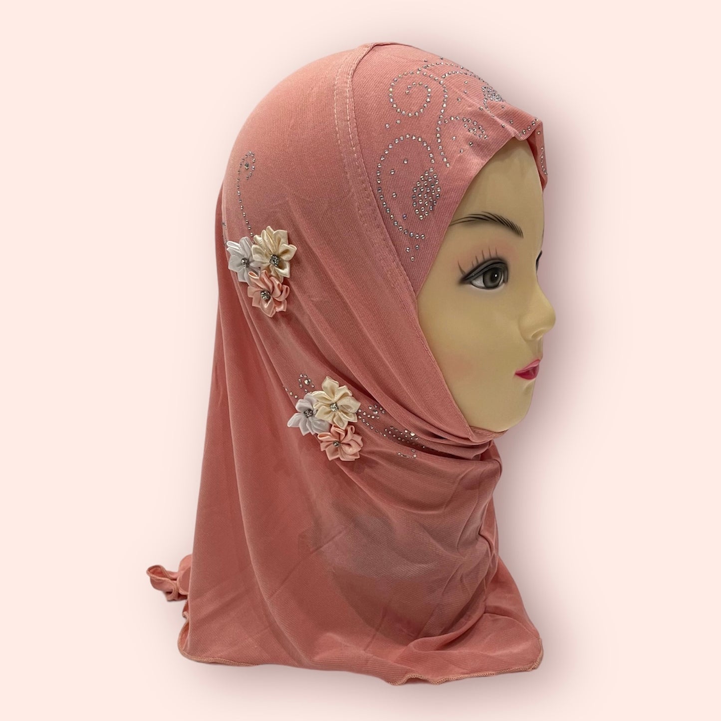 Peach Blush Kids Floral Hijab Small