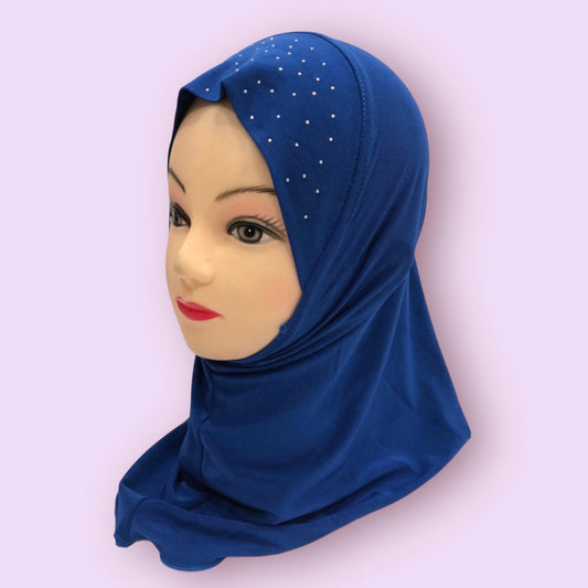 Royal Blue Stonework Kids Hijab Small Blue
