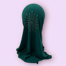 Load image into Gallery viewer, Teal Green Stonework Kids Hijab
