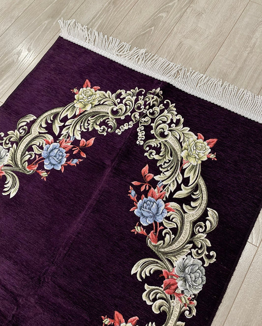 Plum Floral Woven Janamaz Set