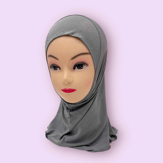 Grey Stonework Kids Hijab Small