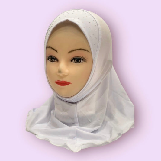 White Stonework Kids Hijab Small