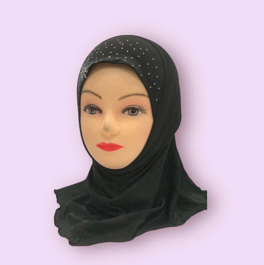 Black Stonework Kids Hijab Small